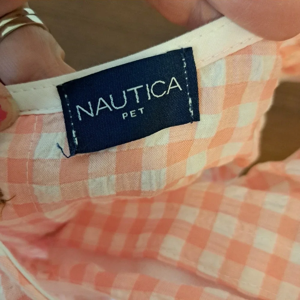 Nautica Pet Dress and Top Paw Plaid Shacket Bundle Pink Gingham Medium 2pc Set